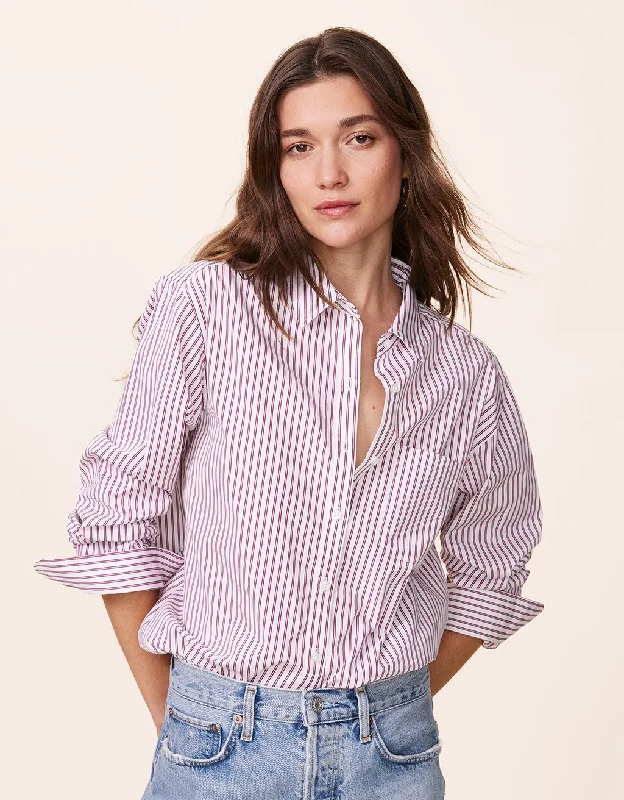 unsubscribed striped boyfriend shirt Soft Flowing Short Shirt