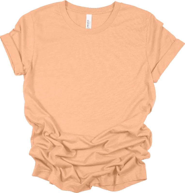 Bella Canva Heather Peach Jersey Shirt 3001CVC SKU#BCHP3001CVC Trendy Short Sleeve Tunic