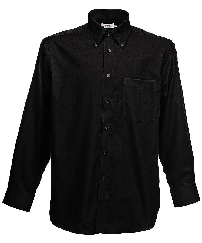 Black - Oxford long sleeve shirt Classic Solid Short Shirt