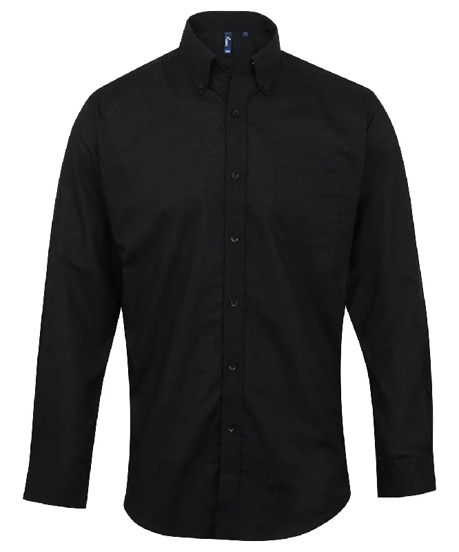 Black - Signature Oxford long sleeve shirt Stylish Pleated Short Sleeve