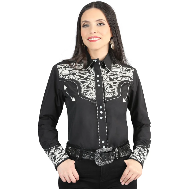 Black Cowgirl Shirts Fashionable Rounded Short Shirt