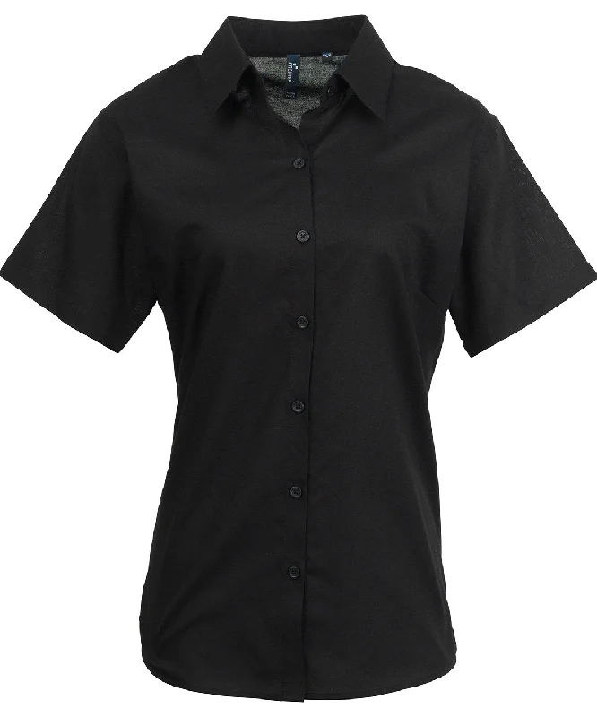 Black - Women's signature Oxford short sleeve shirt Modern Short Sleeve Top