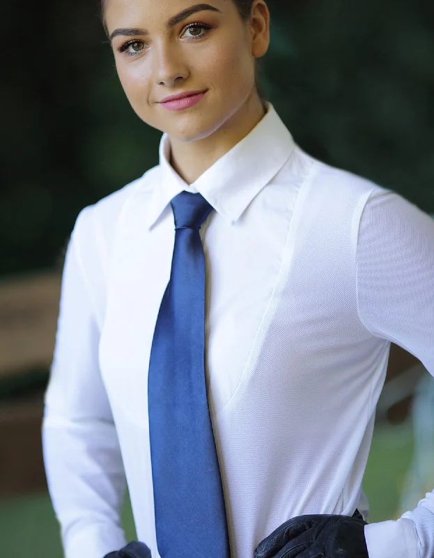 UNISEX Blue Ribbon Ladies White Collared Long Sleeved Show Shirt Comfortable Short Sleeve Tunic UNISEX Blue Ribbon Ladies White Collared Long Sleeved Show Shirt Comfortable Short Sleeve Tunic