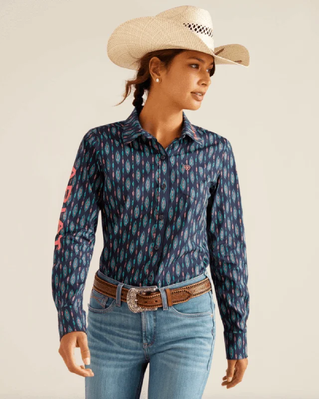 Ariat Women's Team Kirby Backwoods Stretch Long Sleeve Western Shirt 10048753 Stylish Short Sleeve Polo