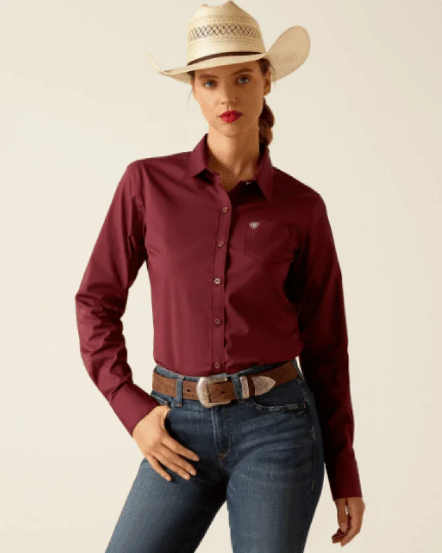 Ariat Women's Kirby Burgundy Stretch Long Sleeve Western Shirt 10048885 Elegant Lace Short Sleeve