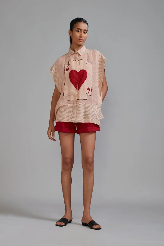 Mati Ace Shirt-Pink Chic Silk Short Sleeve Shirt
