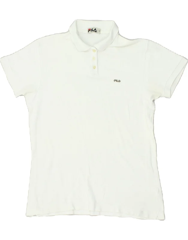 FILA Womens Polo Shirt IT 50 XL White Cotton Casual Button-Down Short Shirt