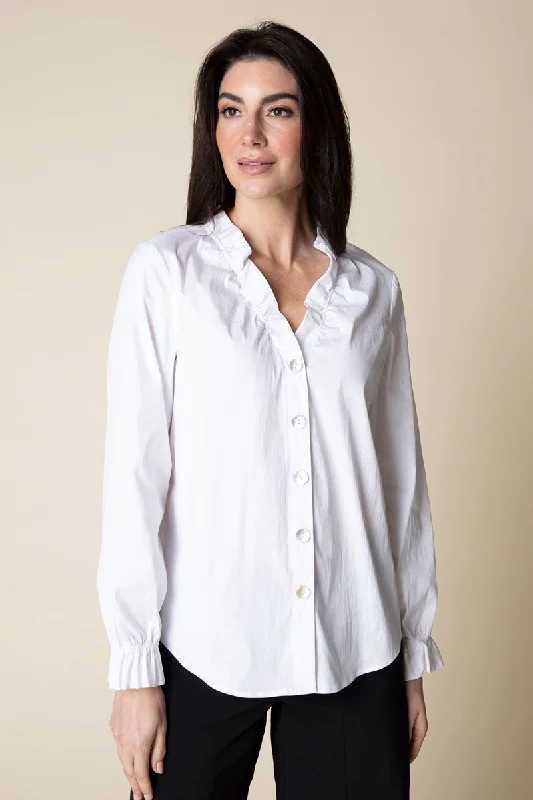 Habitat Ruched Collar Shirt Relaxed Button-Down Short Shirt