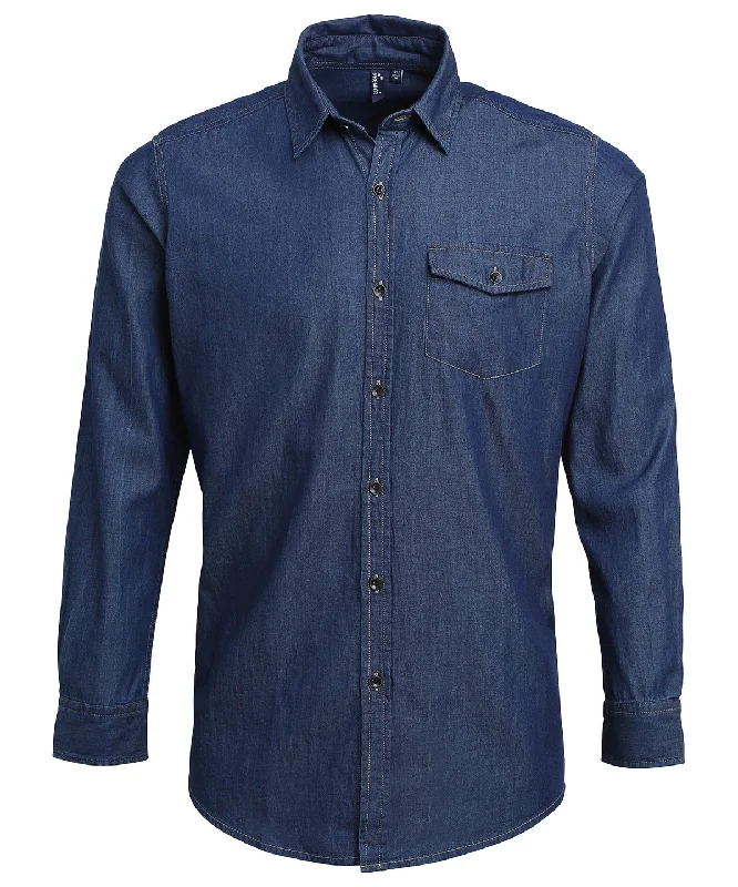 Indigo Denim - Jeans stitch denim shirt Elegant Lace-Trimmed Short Shirt