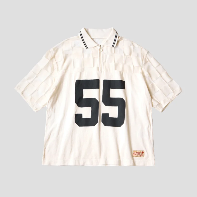 CHECKER SEE-THROUGH POLO SHIRTS Casual Slouchy Short Sleeve