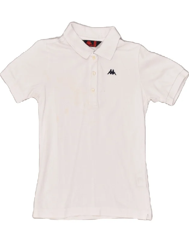 KAPPA Womens Polo Shirt UK 6 XS White Cotton Trendy Sleeveless Short Shirt