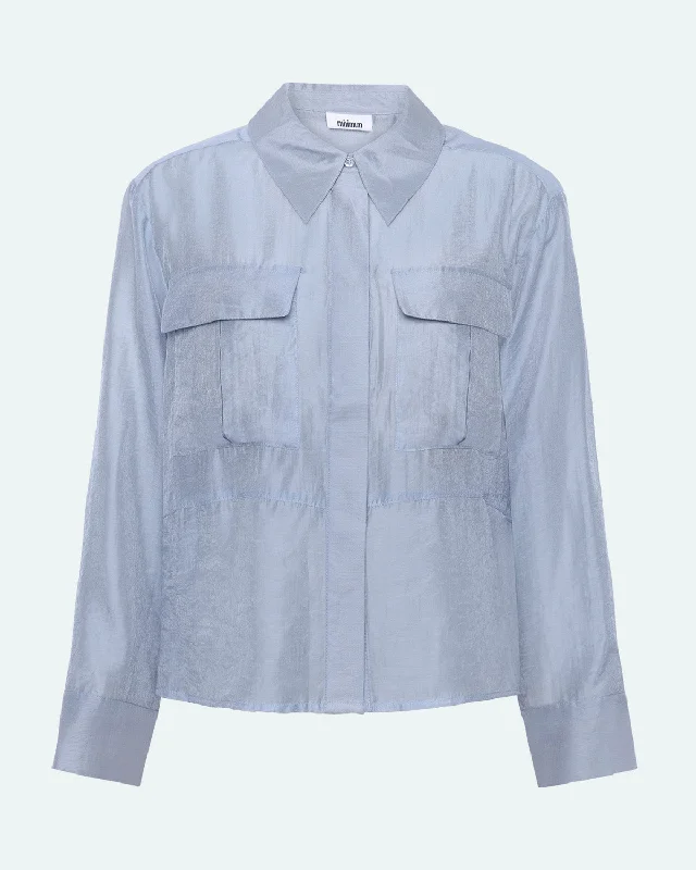 Kiras 3728 Shirt - Winter Sky Chic Silk Short Sleeve Shirt