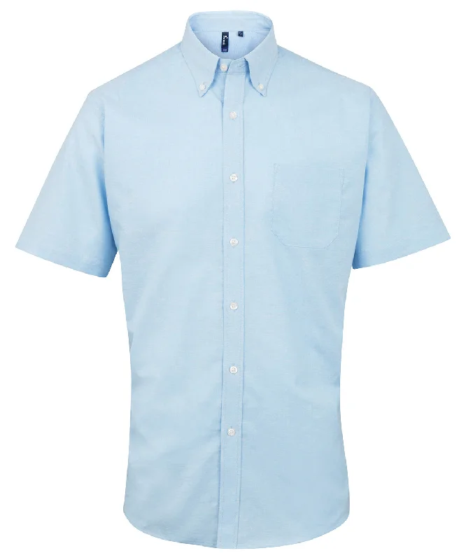 Light Blue - Signature Oxford short sleeve shirt Cozy Plain Short Sleeve