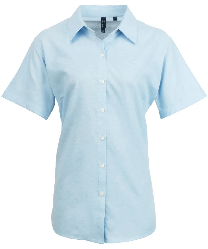 Light Blue - Women's signature Oxford short sleeve shirt Comfortable Fit Short Shirt