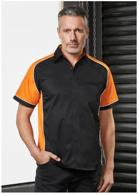 Mens Nitro Short Sleeve Shirt Fashionable Button-Front Short Sleeve