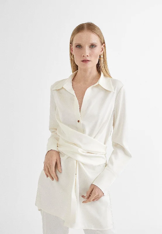 Knotted shirt Elegant Draped Short Shirt