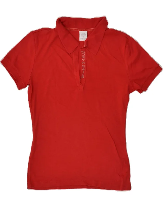 NORTH SAILS Womens Polo Shirt UK 12 Medium Red Cotton Casual Oversized Short Shirt