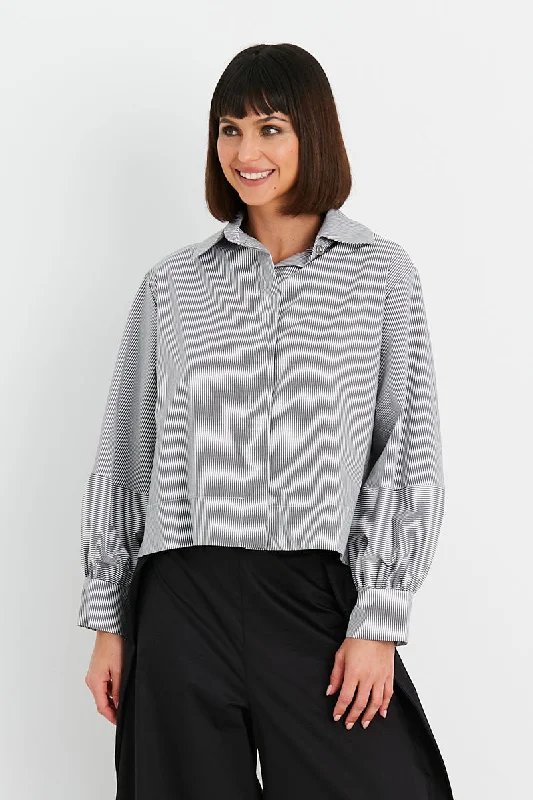 Planet Puffy Sleeve Shirt Casual Cotton Short Shirt