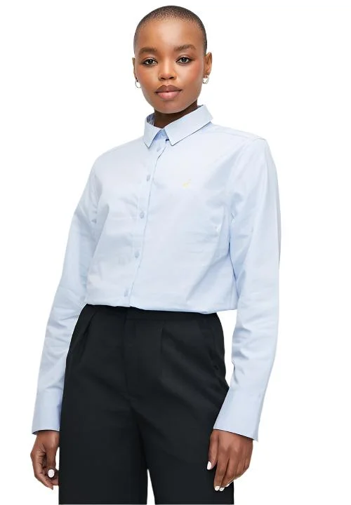 Polo 0049124 Wmn Giselle Ls Oxford Shirt Blue Casual Plain Short Shirt