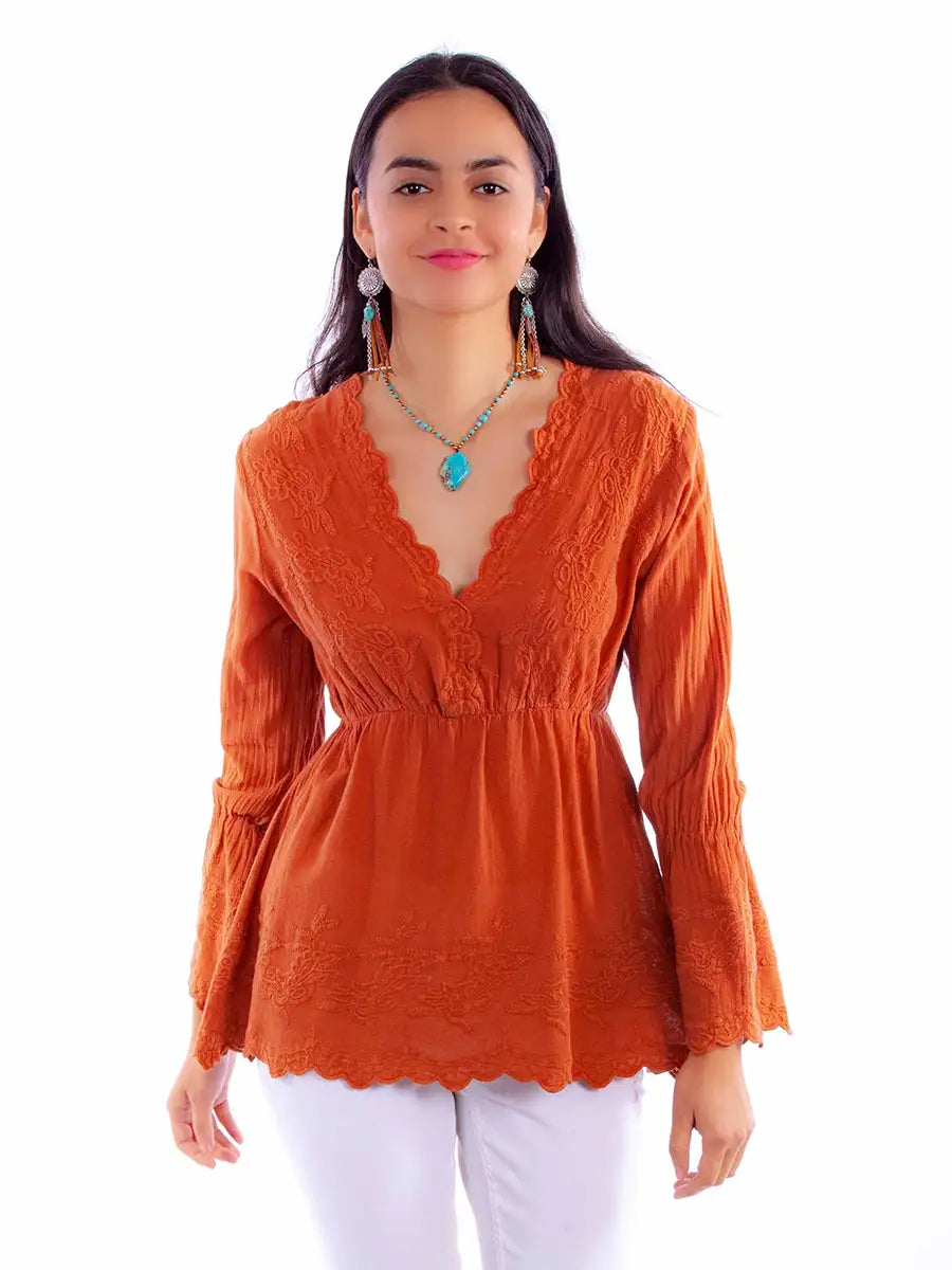 Scully Cantina Blouse (PSL-221) - Women's Shirt Cozy Printed Short Shirt