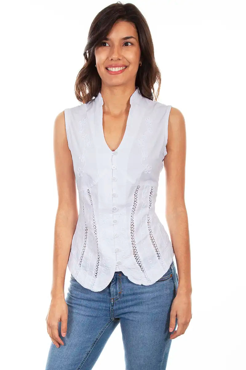 Scully Cantina Sleeveless Blouse (PSL-059) - Women's Shirt Soft Silk Short Sleeve