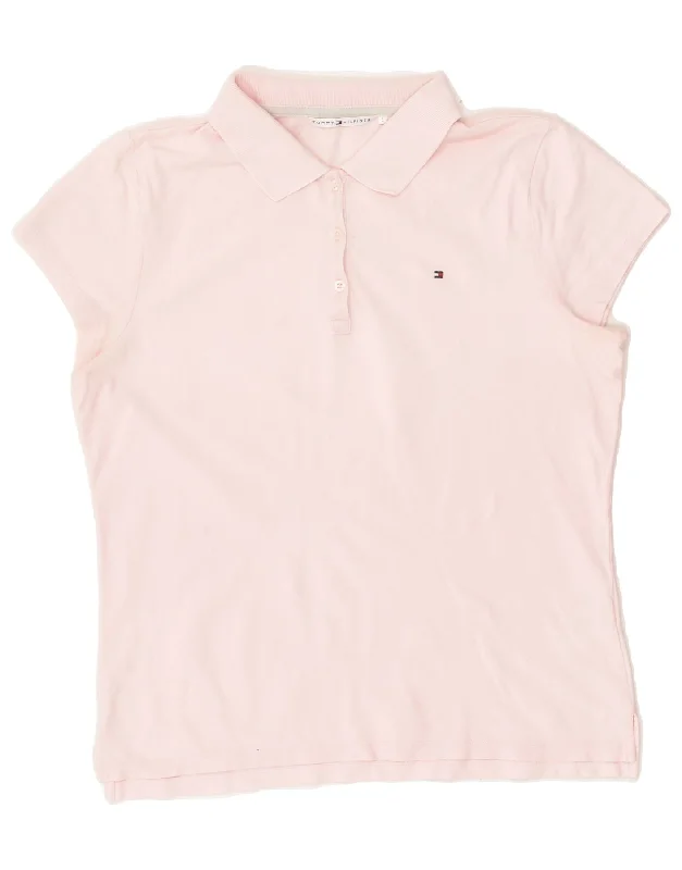 TOMMY HILFIGER Womens Polo Shirt UK 16 Large Pink Cotton Comfortable Loose Short Sleeve TOMMY HILFIGER Womens Polo Shirt UK 16 Large Pink Cotton Comfortable Loose Short Sleeve