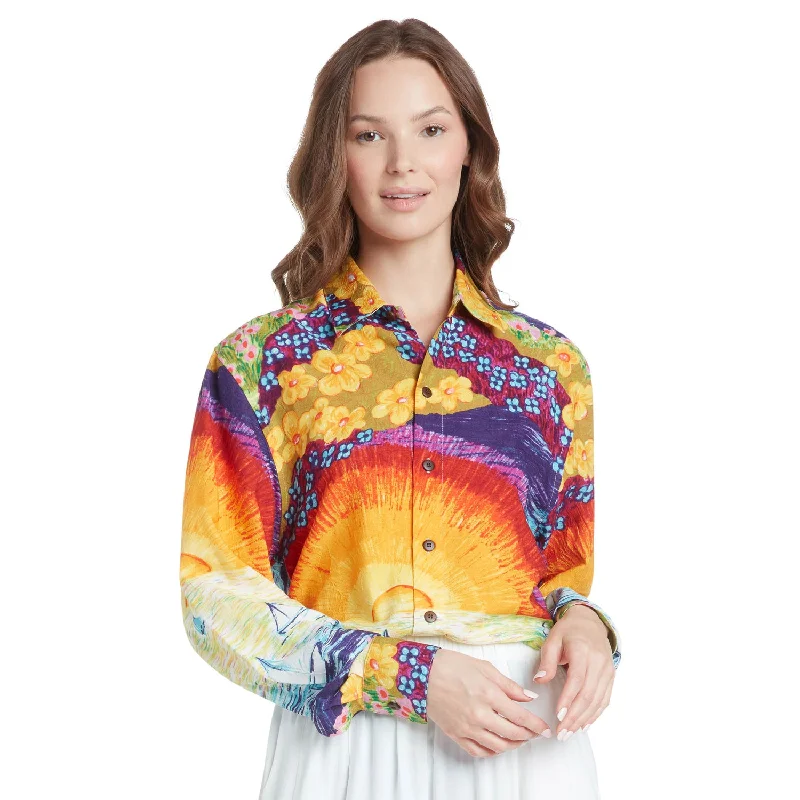 Unisex Long Sleeve Shirt - Sunset Sail Stylish Round Neck Shirt