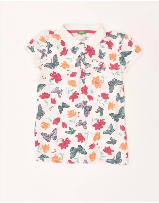 UNITED COLORS OF BENETTON Womens Polo Shirt UK 4 XS White Floral Fashionable Short Sleeve Vest UNITED COLORS OF BENETTON Womens Polo Shirt UK 4 XS White Floral Fashionable Short Sleeve Vest