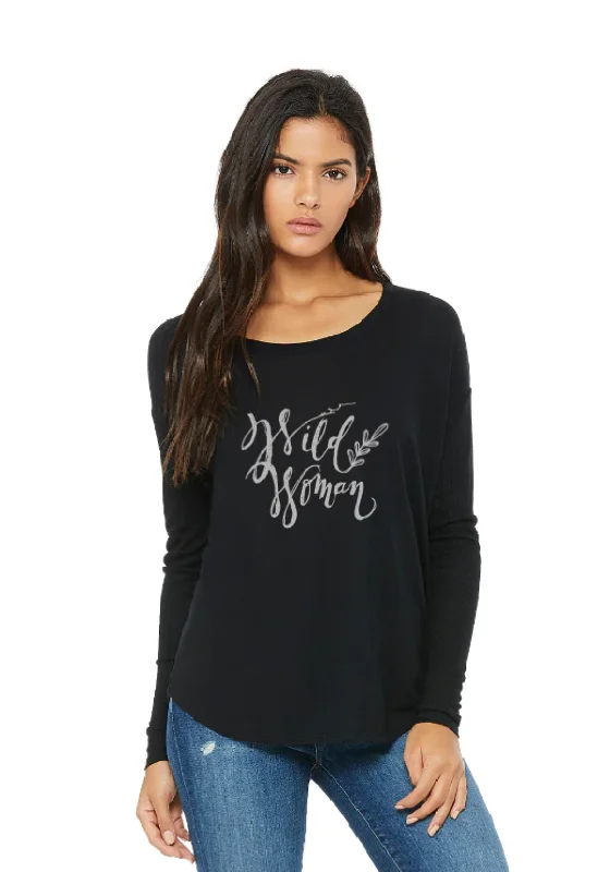 Wild Woman Long-Sleeved Shirt Stylish Round Neck Shirt