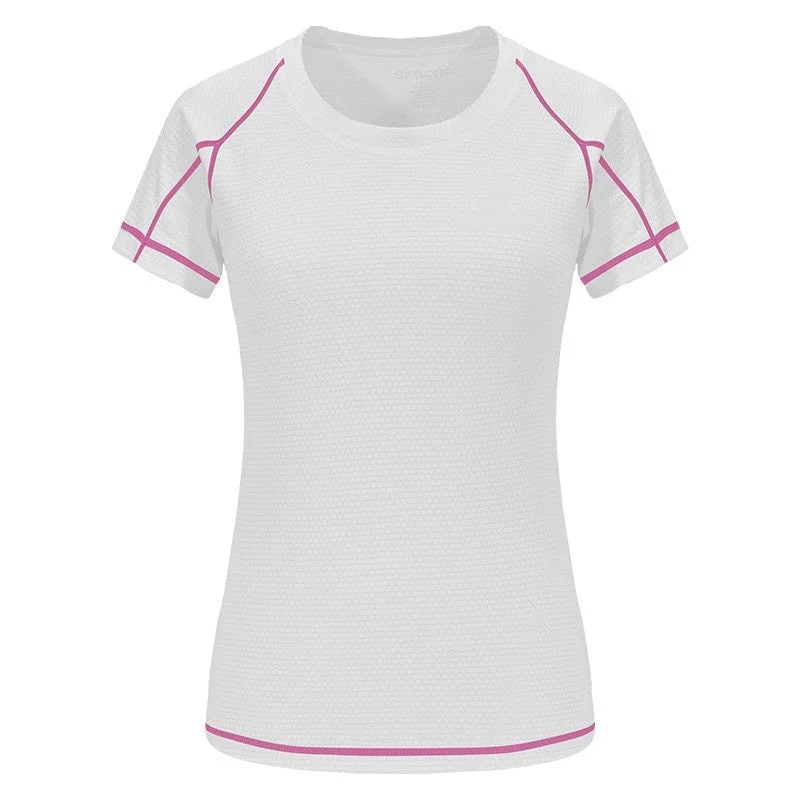 Womens Moisture Wicking Sports Shirt Breathable 5 Colors 6 Sizes Comfortable Short Sleeve Tunic