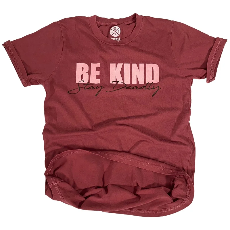 Women's Be Kind Stay Deadly Boyfriend T Shirt Trendy Short Sleeve Tunic