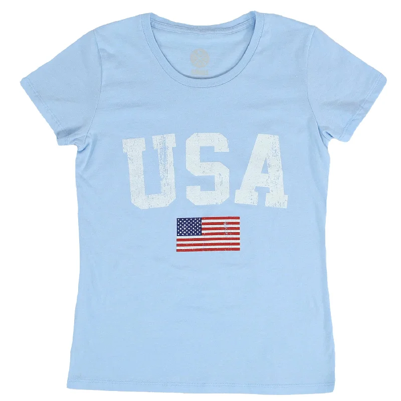 Women's Classic USA | Fitted T Shirt Fashionable Button-Front Short Sleeve