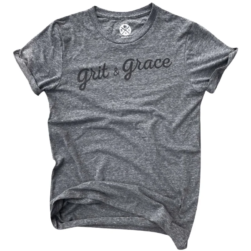 Women's Grit & Grace Patriotic  T Shirt (Heather Gray) Cozy Knit Short Sleeve Top