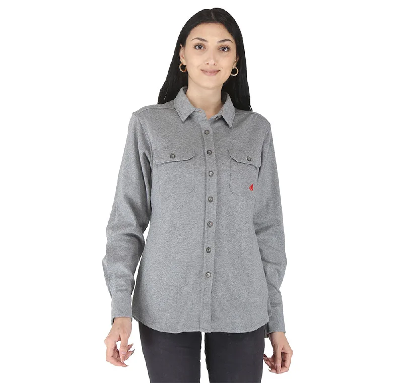Forge Fr Women's Knitted grey Long Sleeve Shirt Fashionable Button-Front Short Sleeve Forge Fr Women's Knitted grey Long Sleeve Shirt Fashionable Button-Front Short Sleeve
