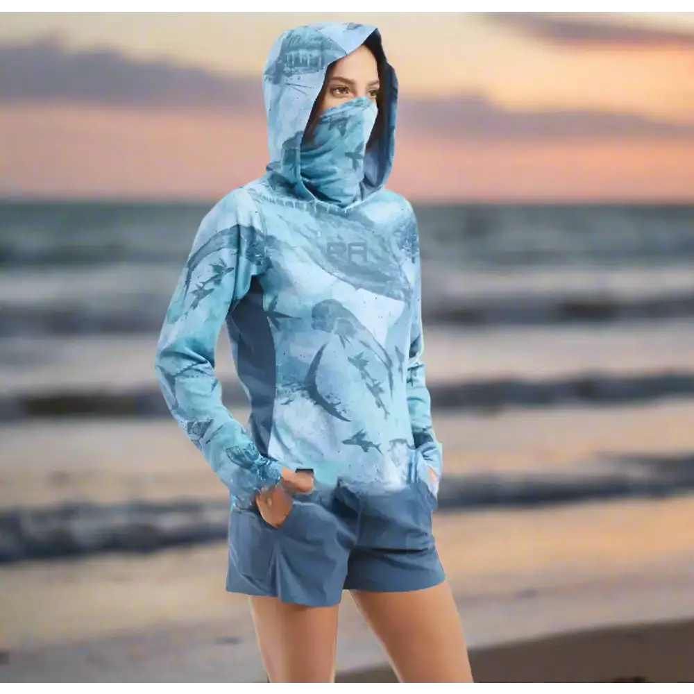 Women's Long Sleeve Hooded Mask Quick-Drying Fishing Shirt Elegant Lace Short Sleeve Women's Long Sleeve Hooded Mask Quick-Drying Fishing Shirt Elegant Lace Short Sleeve