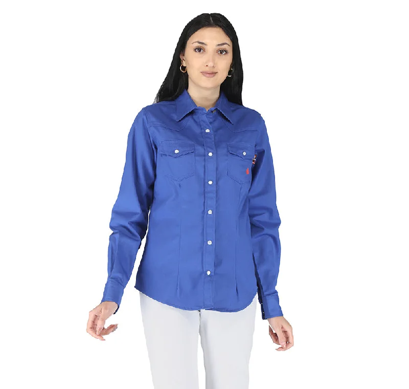 Forge Fr Women's Royal Blue Long Sleeve Shirt Fashionable Pleated Short Shirt