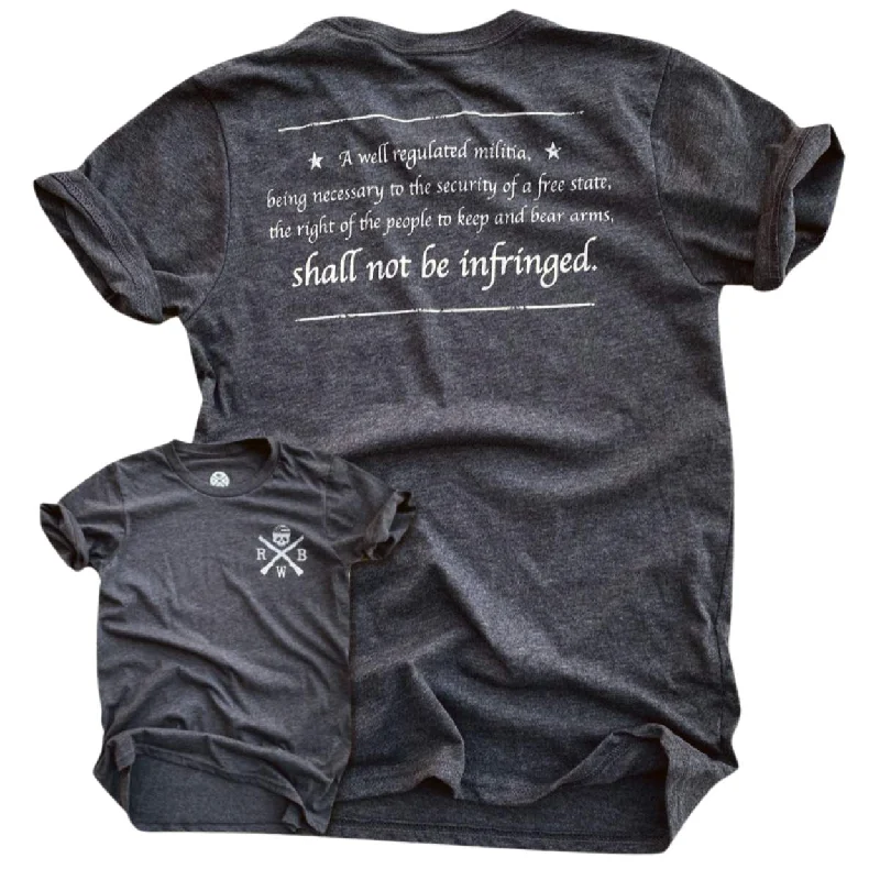 Women's Shall Not Be Infringed Second Amendment T Shirt (Heather Black) Trendy Print Short Sleeve