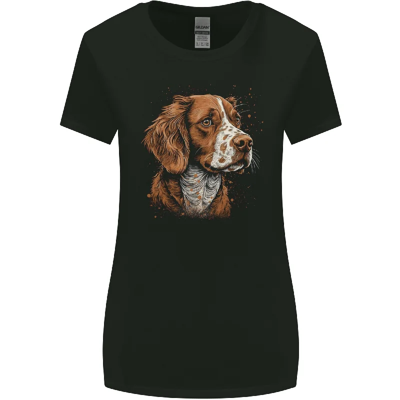 A Brittany Spaniel Dog Womens Wider Cut T-Shirt Chenille Blend Fleece Blend Nylon Blend A Brittany Spaniel Dog Womens Wider Cut T-Shirt Chenille Blend Fleece Blend Nylon Blend