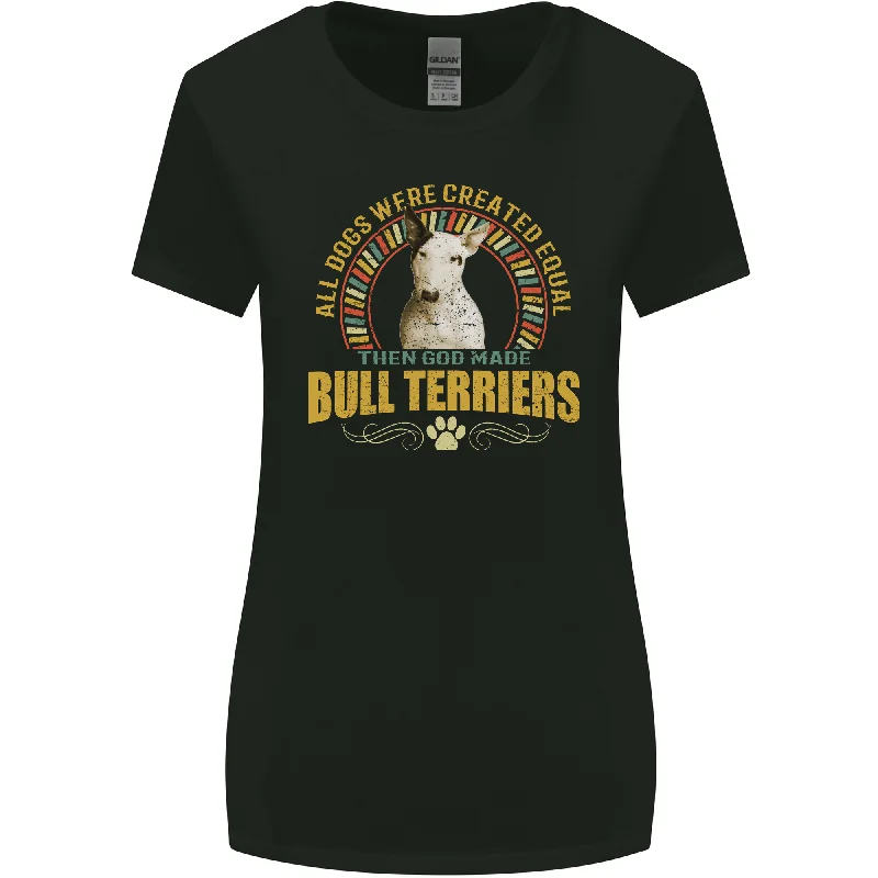 A Bull Terrier Dog Womens Wider Cut T-Shirt Lace Blend Ribbed Blend Corduroy Blend