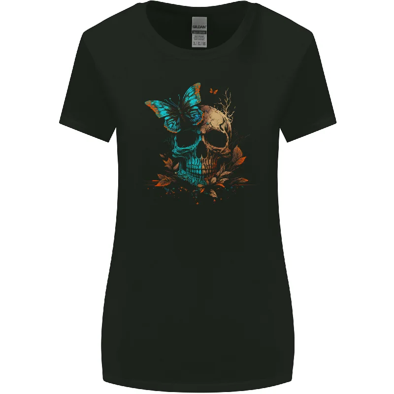 A Butterfly Skull in the Wild Womens Wider Cut T-Shirt Chenille Blend Fleece Blend Nylon Blend A Butterfly Skull in the Wild Womens Wider Cut T-Shirt Chenille Blend Fleece Blend Nylon Blend