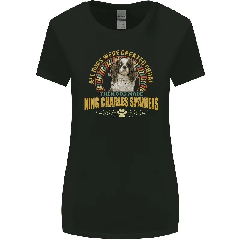 A Cavalier King Charles Spaniel Dog Womens Wider Cut T-Shirt Mesh Blend Leather Blend Suede Blend