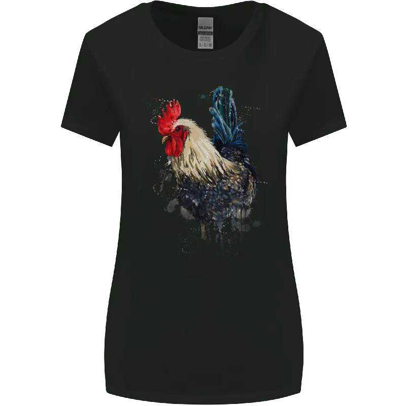 A Chicken Watercolour Womens Wider Cut T-Shirt Modern Contemporary Chic