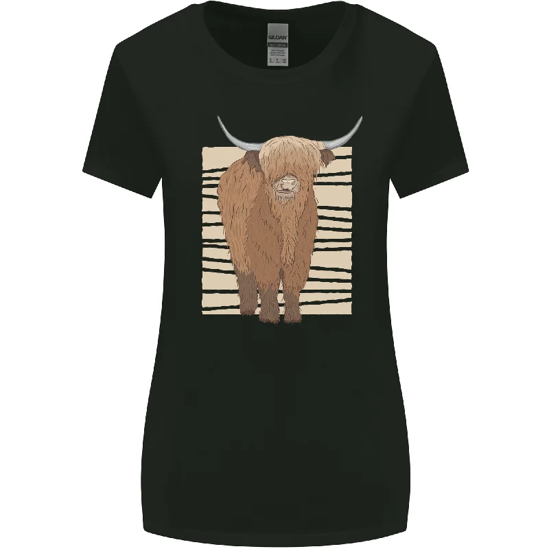 A Chilled Highland Cow Womens Wider Cut T-Shirt Mesh Canvas Denim