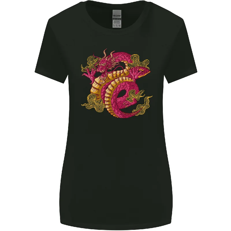 A Chinese Dragon Womens Wider Cut T-Shirt Houndstooth Herringbone Solid