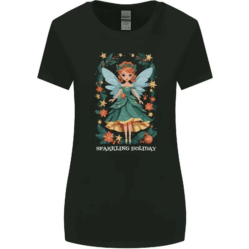 A Christmas Fairy Sparkling Holiday Xmas Womens Wider Cut T-Shirt Oversized T-Shirt Spandex breathable