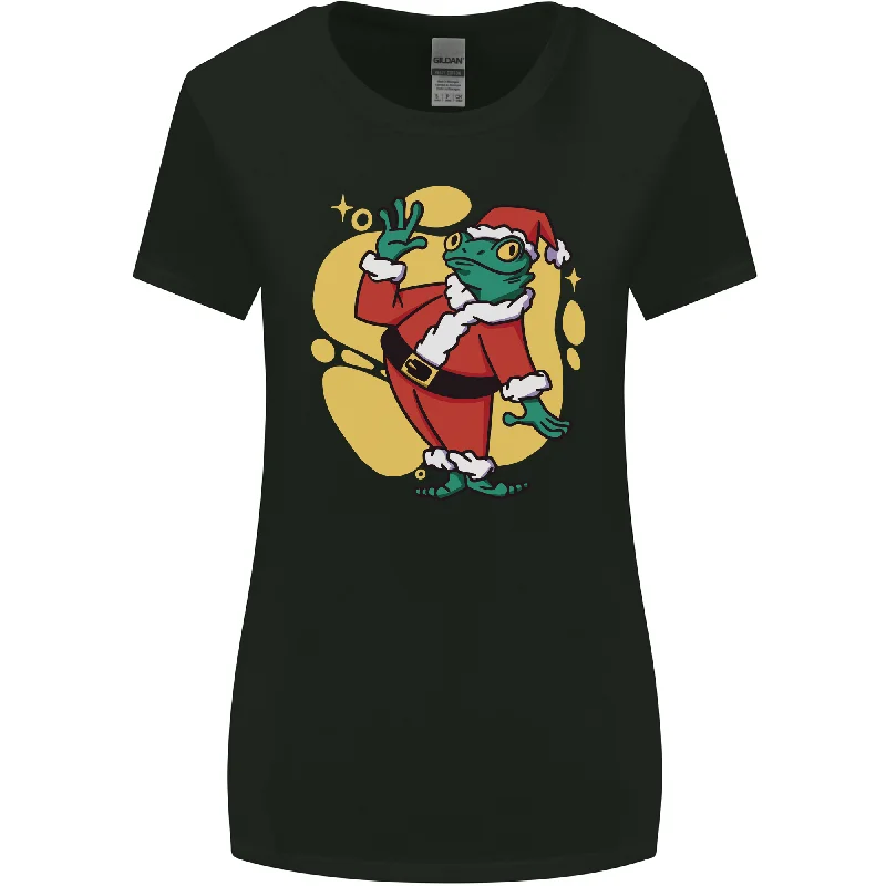 A Christmas Frog Dressed as Santa Claus Womens Wider Cut T-Shirt Silk Blend Satin Velvet