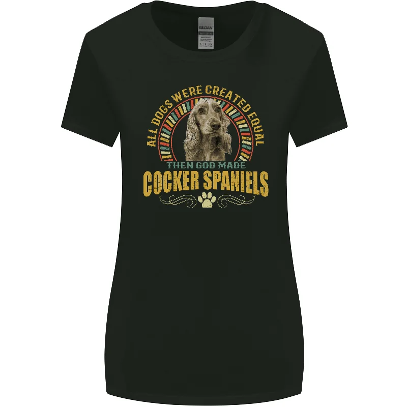 A Cocker Spaniel Dog Womens Wider Cut T-Shirt Machine Wash Dry Clean Hand Wash