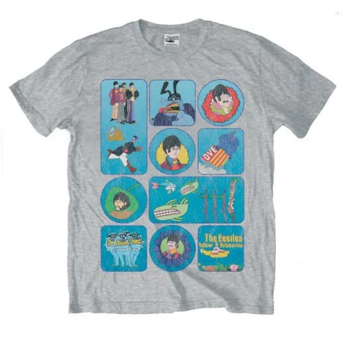 The Beatles | Official Band T-Shirt | Yellow Submarine Montage Spandex Blend Rayon Blend Denim Blend