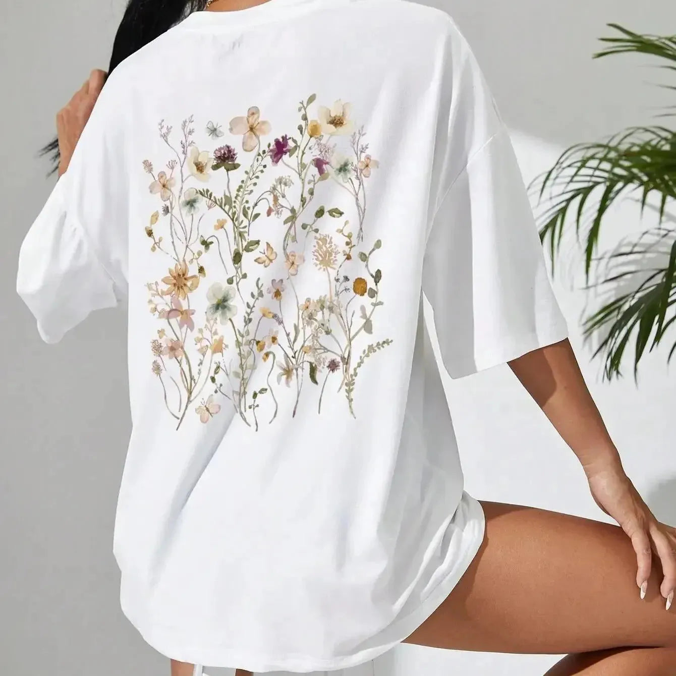 Beautiful flower clusters Print Cotton Women T-Shirts Casual Breathable Soft Sho Beaded Sequined Faux Fur Beautiful flower clusters Print Cotton Women T-Shirts Casual Breathable Soft Sho Beaded Sequined Faux Fur