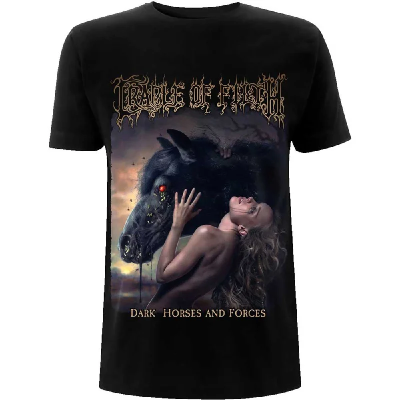 Cradle Of Filth | Official Band T-Shirt | Dark Horses (Back Print) Mesh Blend Leather Blend Suede Blend